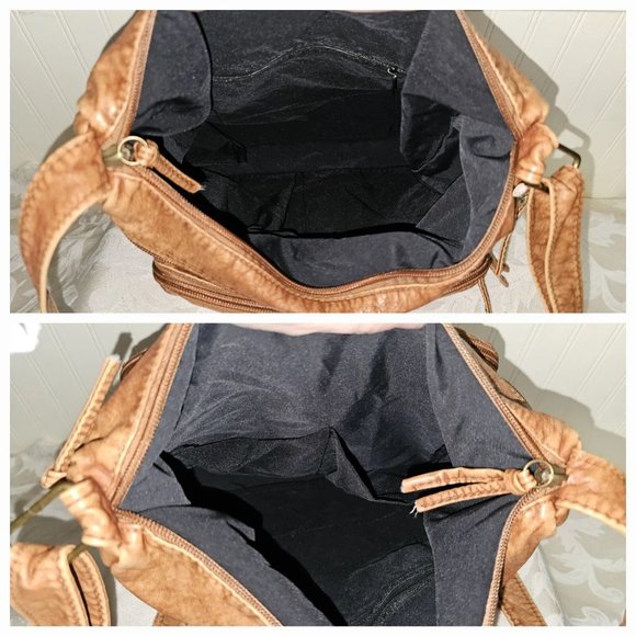 NEW VINTAGE Esprit Caramel Brown Crossbody Shoulder Bag Purse Top Zip Pockets - Picture 13 of 13